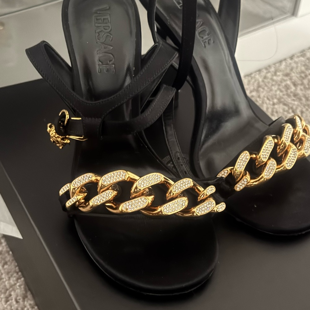 Versace Women's Sandals with Gold Chain Accent